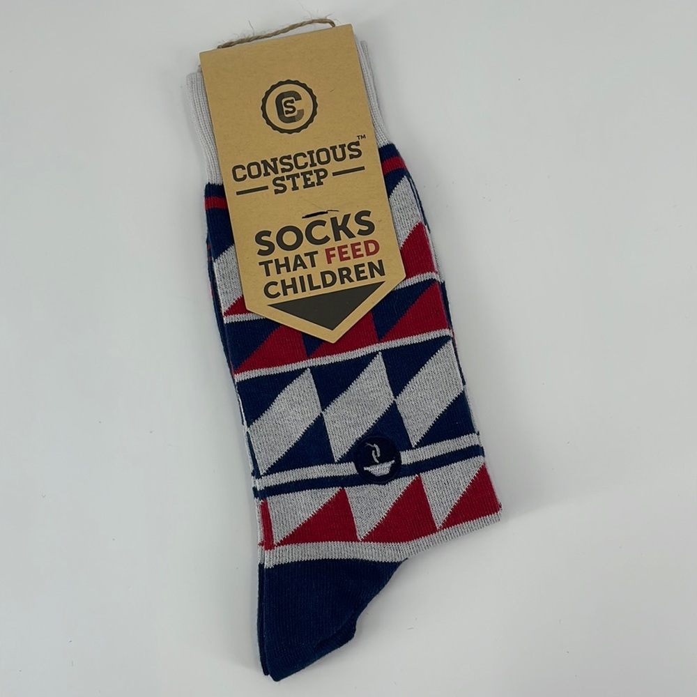 Conscious Step Socks Red & Blue Sailing Theme Men's 4-8 Women's 5-9